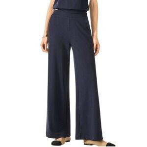 NWT OGL Lyocell Merino Wool Wide Leg Pull On Pants M Smoky Navy Mid Rise Pockets